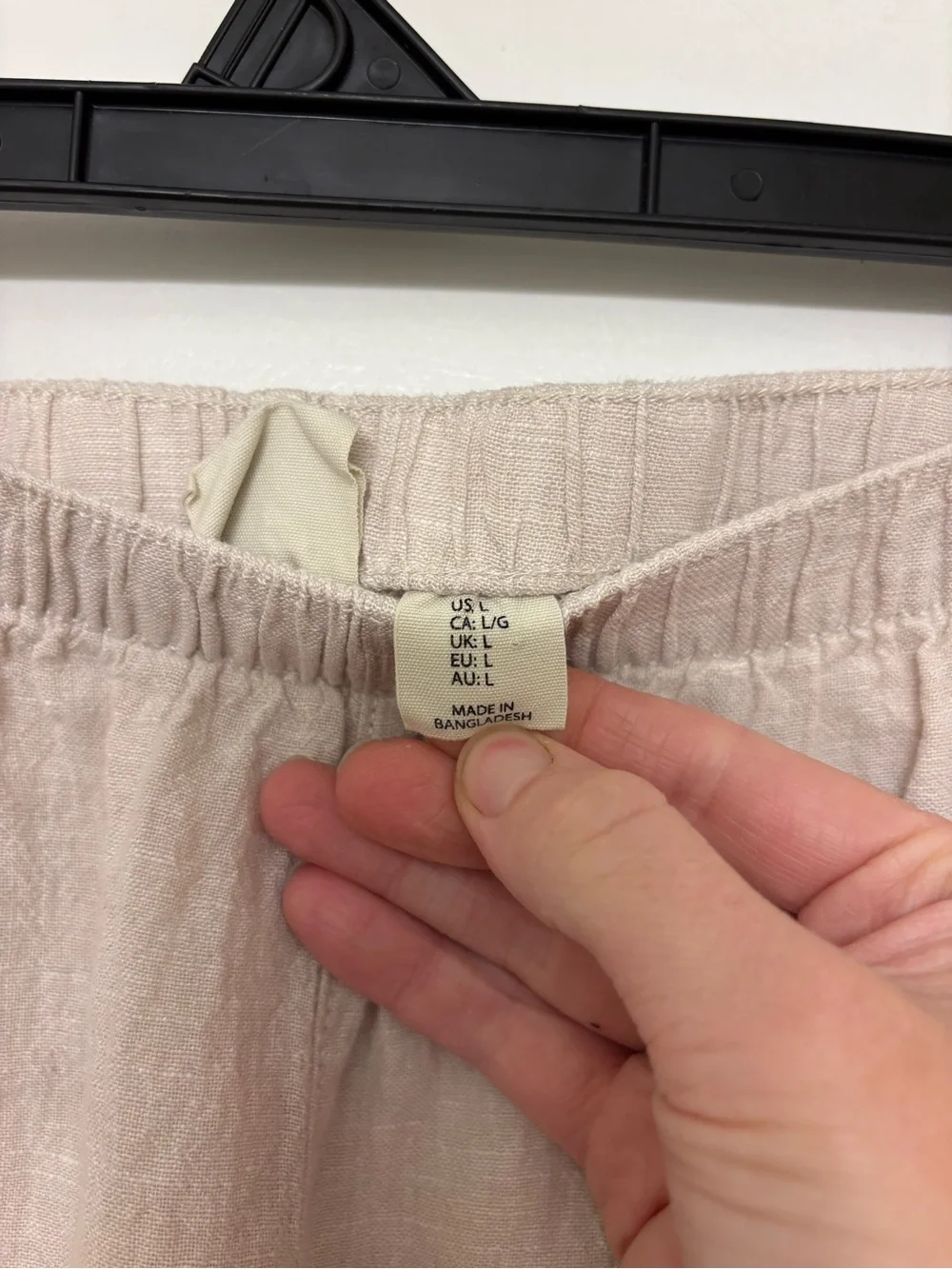 Joie 100% Linen Jogger Pants Large L Beige Oatmeal Elastic Waist Coastal Pull On